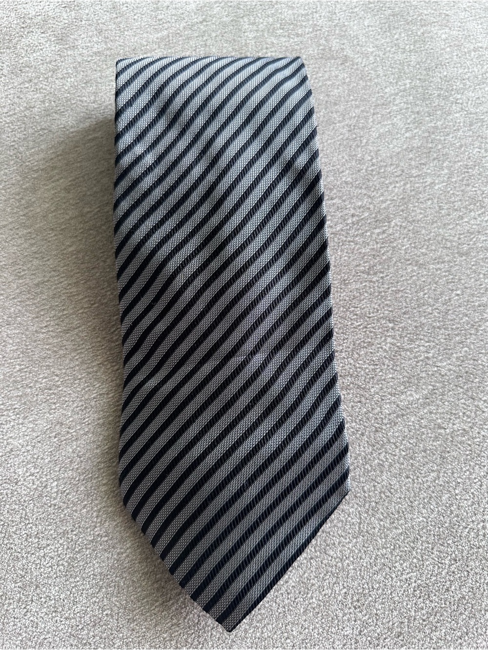 Hart Schaffner Marx Gray and Black Diagonal Stripe Tie